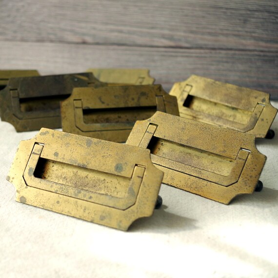 Vintage Brass Drawer Pull 1930s Salvaged Desk Handle Single Etsy