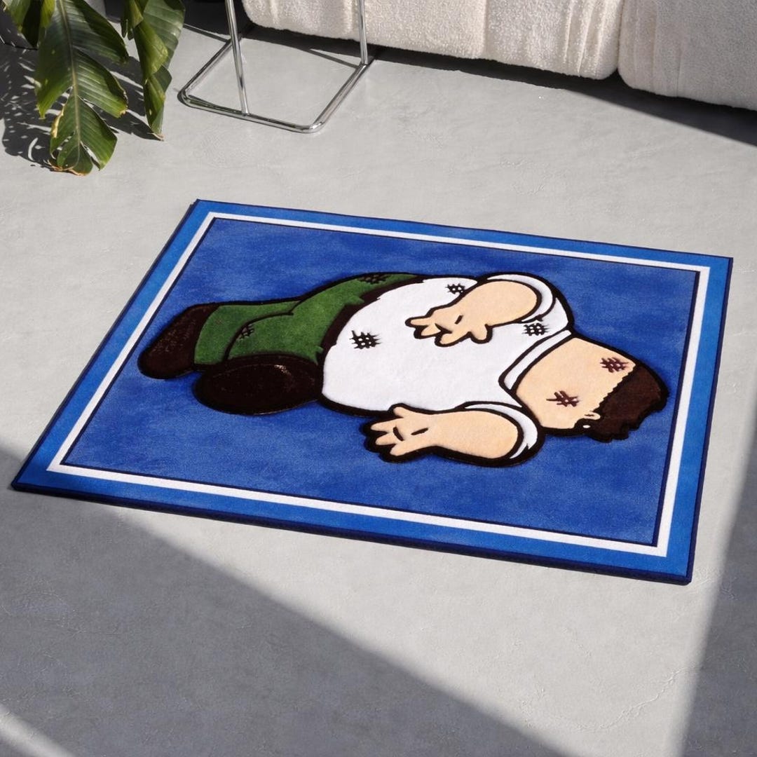Hand Tufted Wool Cartoon Rug – Modern Art, Blue Border - Etsy