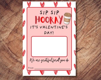 Valentine Gift Card Holder Printable, Coffee Shop Gift Teacher Card Holder Appreciation, DIY Valentine's Day Gift for Teachers