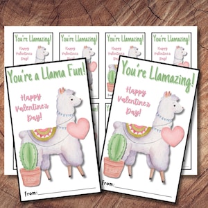 Llama Valentine Printable Cards: Perfect for Classroom Parties! DIY Printable Mini Cards, Funny Pun Valentines, Girl Valentines Cards