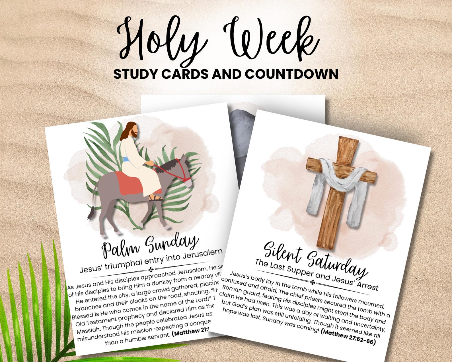 Holy Week Cards Printable, Palm Sunday Easter Devotional for Kids ...