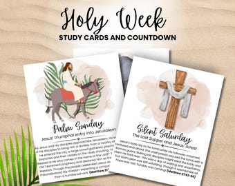 Holy Week Cards Printable, Palm Sunday Easter Devotional for Kids (Digital Download)