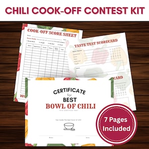 Chili Cook Off Contest Kit, Chili Cook-Off Award Certificate, Chili Cook Off Ballots, Chili Cook Off Printable, Chili Cook Off
