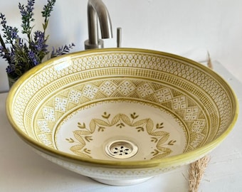 Olive Oil Green Ceramic Vessel Bathroom Sink