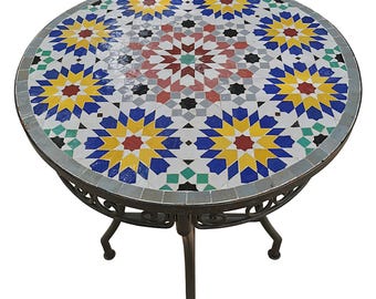 Handmade Zellige Mosaic Table: Custom Outdoor & Indoor Dining