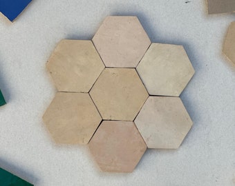 Beige Hexagon Zellige Tiles: Handmade Moroccan Light Cream Tile