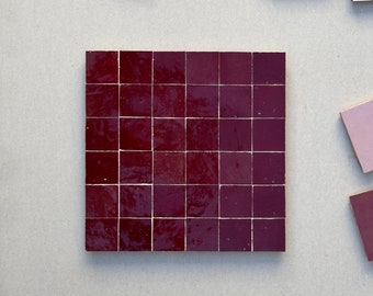 Custom Made 2" x 2" Cherry Red Zellige Tiles