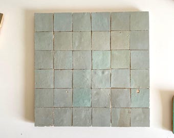 Seafoam Green Zellige Tiles: 2" Handmade Moroccan Mosaic