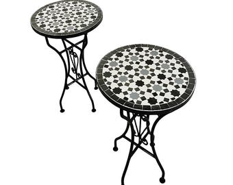 Custom Green and White Mosaic Bistro Tables