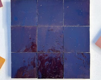 Handcrafted Purple Zellige Tiles: Moroccan Wall & Floor Tile (4" x 4")