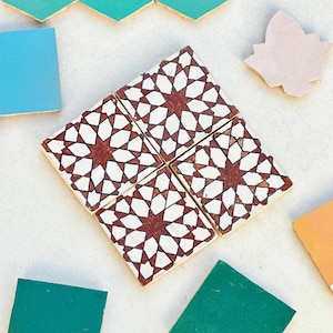 Custom 4&quot; x 4&quot; Handpainted Pottery Tiles - Handmade Brown Clay Tiles - Brown Hue Kitchen Tiles