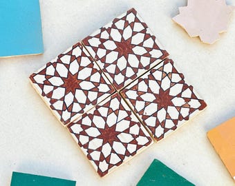 Handpainted Pottery Tiles: Custom Brown Clay Kitchen Backsplash