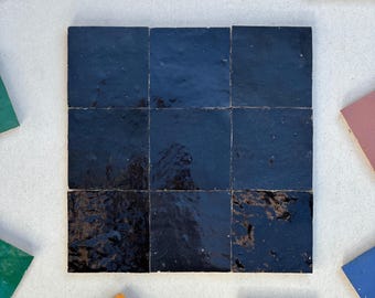 Custom 4" x 4" black Zellige Tiles – Handcrafted for Bathrooms, Walls, Floors & Kitchen Backsplashes