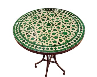 Handmade Zellige Mosaic Dining Table: Custom Outdoor-Indoor Patio Table