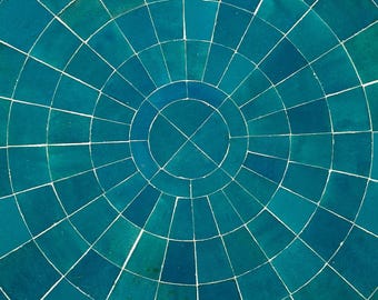 Handmade Moroccan Zellige Table Top: 3 x 24" Harmony Mosaic