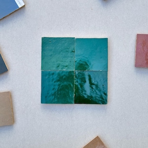 Custom 4&quot; x 4&quot; Green Zellige Tiles – Handcrafted for Bathrooms, Walls, Floors & Kitchen Backsplashes