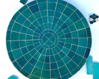 Handmade Moroccan Zellige Table Top: 24" Round Harmony Mosaic