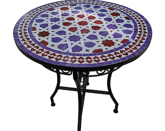 Custom Made Round Zellige Tile Table – Handmade Mosaic Coffee or Dining Table