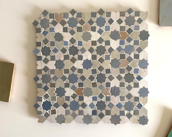 Handmade Zellige Tile Panel: 12x12 Moroccan Mosaic Backsplash