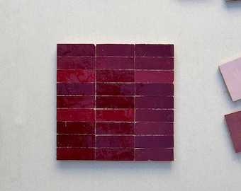 Burgundy Zellige Tiles: 4" x 1" Custom Moroccan Tile