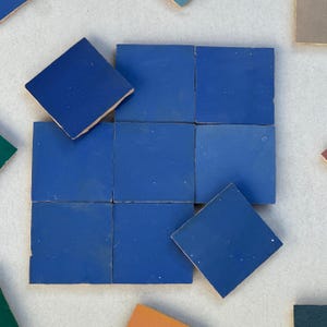 Custom 4&quot; x 4&quot; Royal Blue Zellige Tiles – Handcrafted for Bathrooms, Walls, Floors & Kitchen Backsplashes