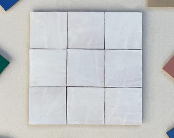 Custom 4" x 4" White Zellige Tiles – Handcrafted for Bathrooms, Walls, Floors & Kitchen Backsplashes