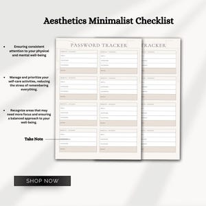 Password Tracker, Login Information, Digital Password Tracker Journal, Internet Password Log Book, Password Keeper Notebook