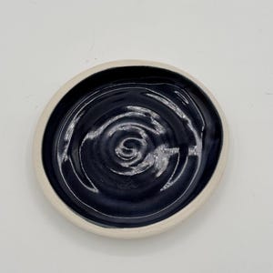 Dark Blue Ceramic Spoon Rest | Handmade Porcelain Kitchen Spoon Holder | Pottery Kitchen Dish | Cooking Utensil Holder