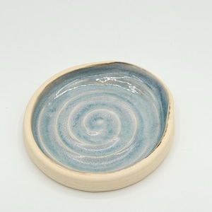 Cloudy Light Blue Handmade Ceramic Spoon Rest | Handcrafted Porcelain Kitchen Spoon Holder | Pottery Kitchen Dish | Cooking Utensil Holder