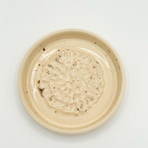 Cream Colored Handmade Ceramic Garlic Grater Dish for Kitchen | Unique Tool for Cooking | Dishwasher Safe
