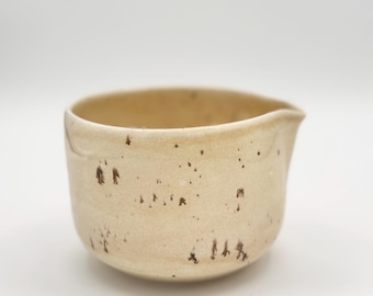 Handmade Cream Ceramic Matcha Bowl | Japanese Chawan