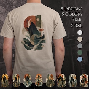 Irische Mythologie T-Shirt | Keltische Folklore Backprint | Dagda, Morrigan, Brigid, Lugh, Manannan, Cailleach, Fionn, Aos Sí