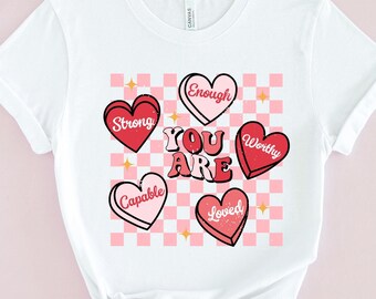 You Are Enough Valentine Png, Valentine Hearts Png, Retro Valentine Sublimation Design, Positive Affirmations Png, Self Love Valentine Png