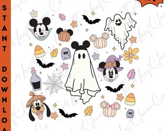 Disney Mickey and Friends Halloween Png, Mickey Ghost Png, Cute Mouse Pumpkin Png,  Halloween Mouse Png, Mickey Ghost Halloween Png
