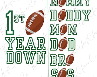 Football Birthday Png Bundle, 1st Year Down Digital Png Design, First Birthday PNG, Football One, First Year Png, Football One Birthday Png
