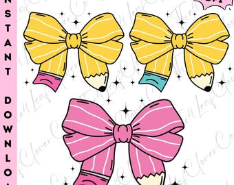 Coquette Pencil Bow PNG: Teacher Appreciation Gift (Digital Download)