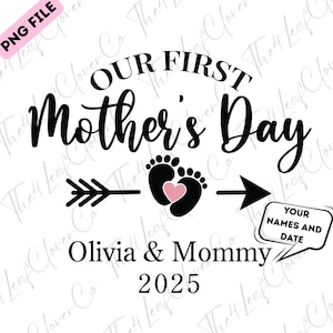 Primer Día de la Madre (PNG), Regalo personalizado para el primer día de la madre (PNG), Camiseta para mamá y niña (PNG), Diseño de sublimación