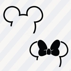 Mickey and Minnie Png Bundle, Disneyland Shirt Png, Disneyland Cricut Png File, Mickey Minnie Mouse Outline, Mouse Head Png,Instant Download
