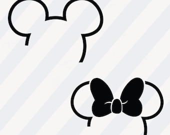 Mickey and Minnie Png Bundle, Disneyland Shirt Png, Disneyland Cricut Png File, Mickey Minnie Mouse Outline, Mouse Head Png,Instant Download