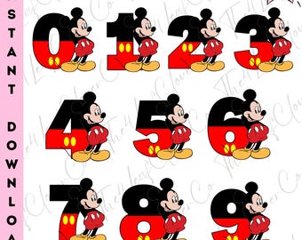 ミッキーの誕生日の数字PNG、私の誕生日の年齢の数字、バンドル誕生日PNG、マウスの誕生日PNG、誕生日シャツのデザイン、即時ダウンロード