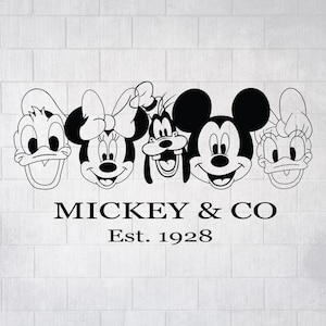 Mickey & Co. Est. 1928 Png, Disney Mouse and Company Est. 1928 Png, Retro Mouse Est 1928 Png, Mickey and Friends Png, Magic Kingdom Png