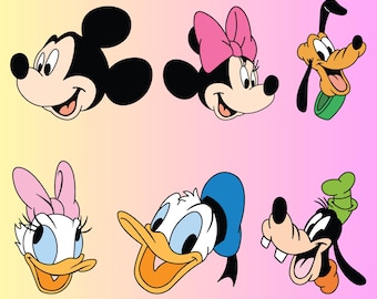 キャラクターフェイス SVG バンドル: ミッキー、ミニー、プルート