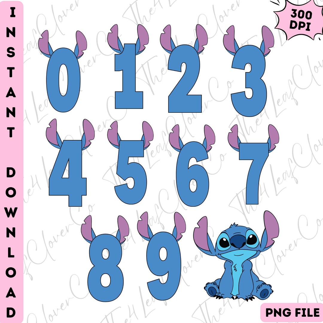 Stitch Birthday Numbers PNG, My Birthday Age Numbers, Bundle Birthday ...