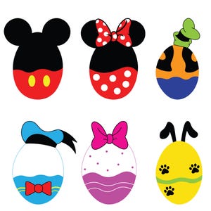 Mickey and Friends Easter Eggs Png, Mickey Mouse Easter Png, Mickey Easter Eggs and Bunnies Png, Happy Easter Png, Cute Easter Egg Png