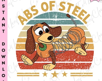 ABS Of Steel Slinky Dog PNG, Retro 90s Movie Design, PixarToy Story Funny Shirt Design for Men and Women (Digital Download)