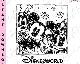 Mickey and Friends Retro Disneyworld PNG: Magic Kingdom Design (Digital Download)