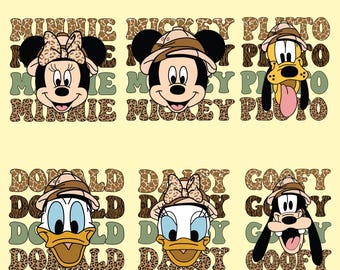 Minnie Mickey Pluto Donald Daisy Goofy Safari Png Bundle (Digital Download)