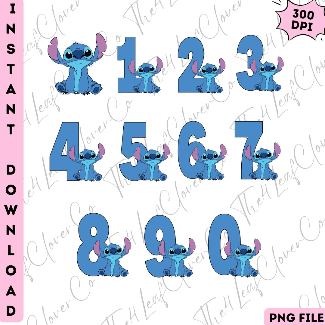 Stitch Birthday Numbers PNG, My Birthday Age Numbers, Bundle Birthday ...