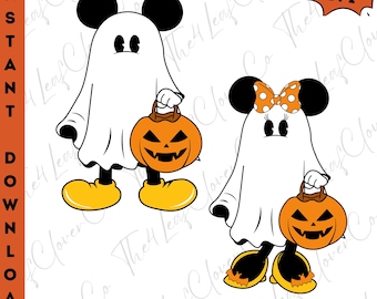 Disney Ghost Mickey and Minnie Halloween PNG (Digital Download)