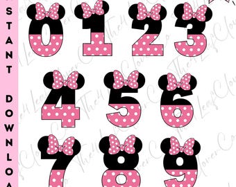 Disney Minnie Mouse Birthday Png Bundle, Minnie Mouse Numbers Png Bundle, Pink Minnie Clipart Bundle, Minnie Birthday Girl Family Png